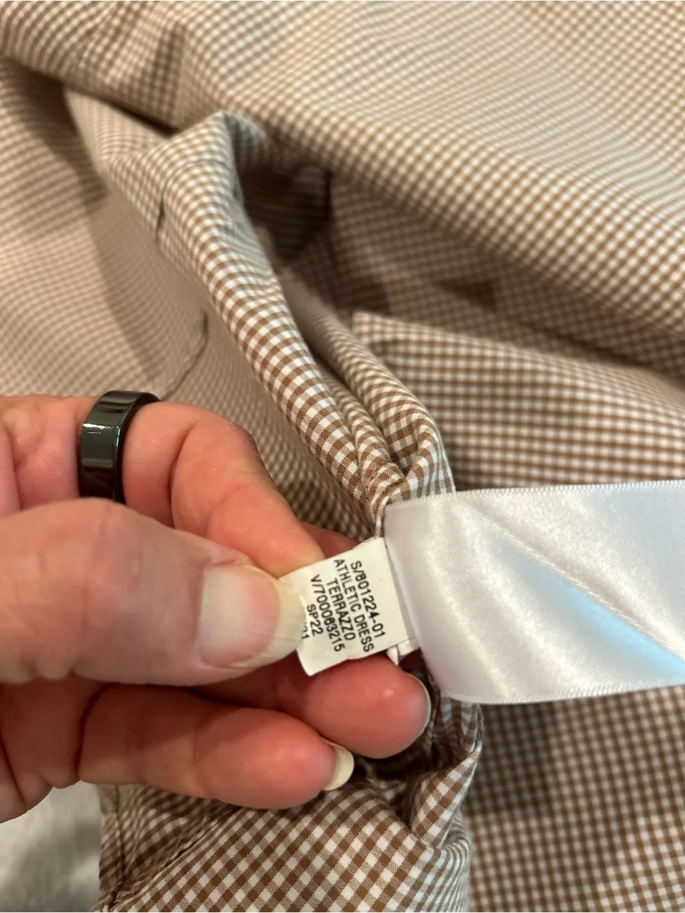Banana Republic Men's Long Sleeve Micro-Check Shirt Tan & White athletic fit Med